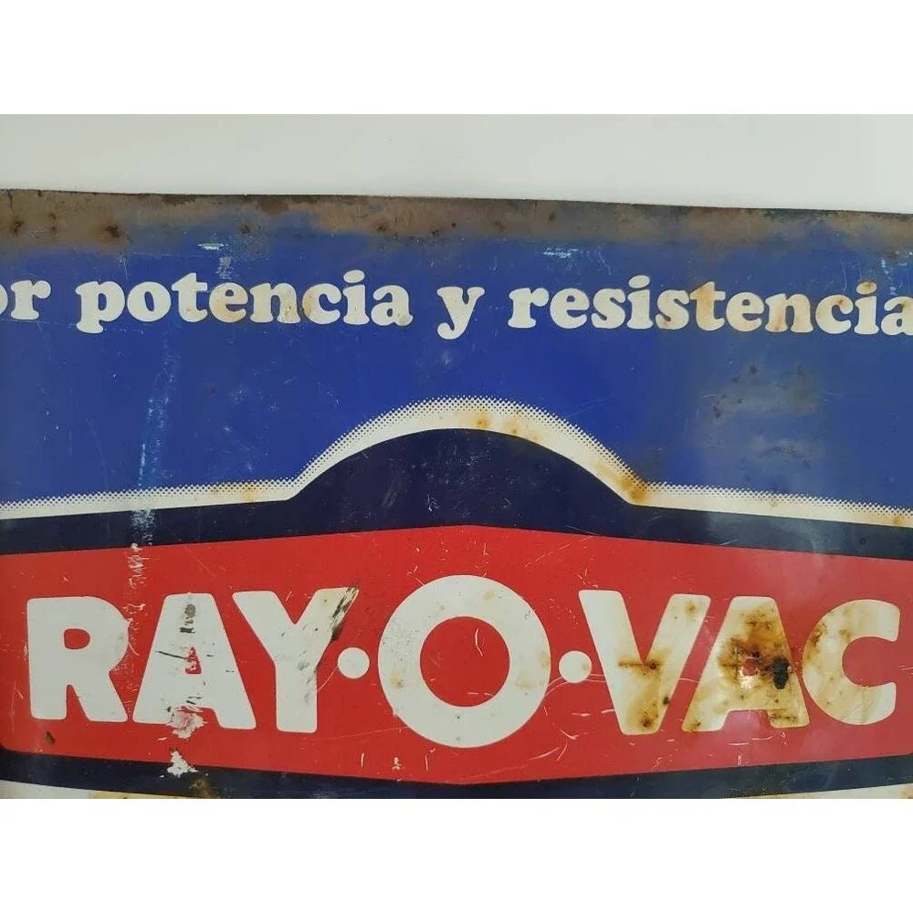 Vintage Rayovac Batteries Mexico Spanish Tin Sign 15x11